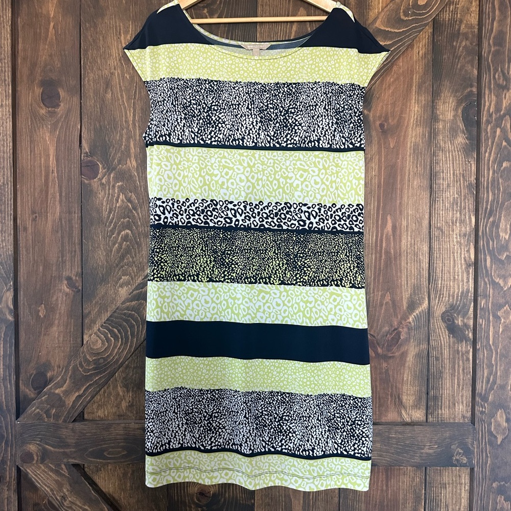Banana Republic Lime Green and Navy Sheath Midi Dress
